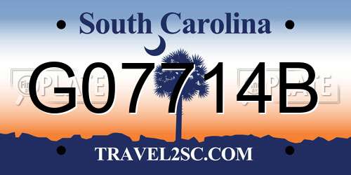 G07714B South Carolina License Plate
