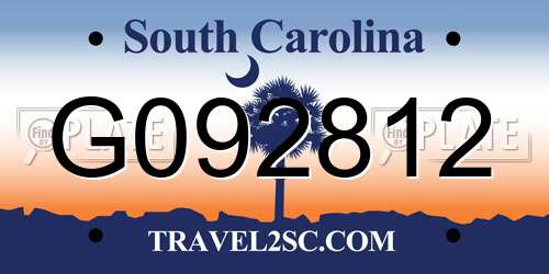 G092812 South Carolina License Plate