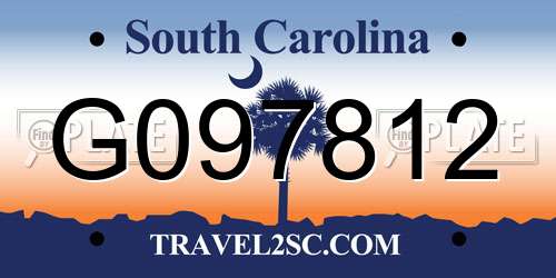 G097812 South Carolina License Plate