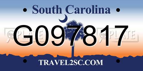 G097817 South Carolina License Plate
