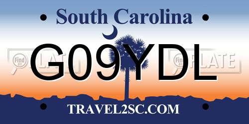 G09YDL South Carolina License Plate