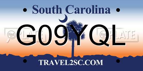 G09YQL South Carolina License Plate