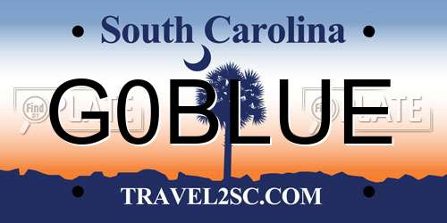G0BLUE South Carolina License Plate