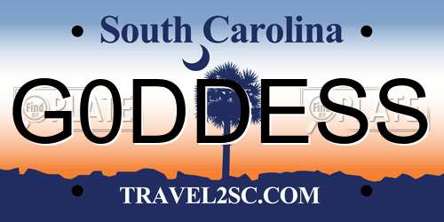 G0DDESS South Carolina License Plate