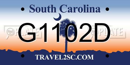 G1102D South Carolina License Plate