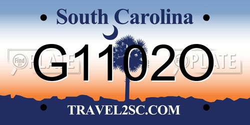 G1102O South Carolina License Plate