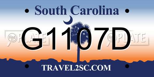 G1107D South Carolina License Plate