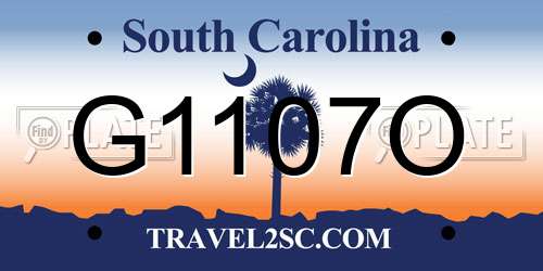 G1107O South Carolina License Plate