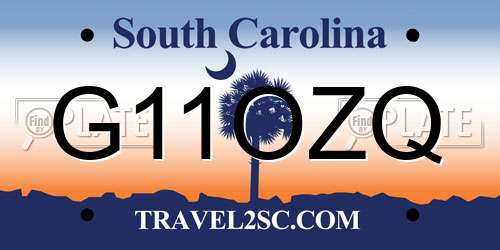 G11OZQ South Carolina License Plate