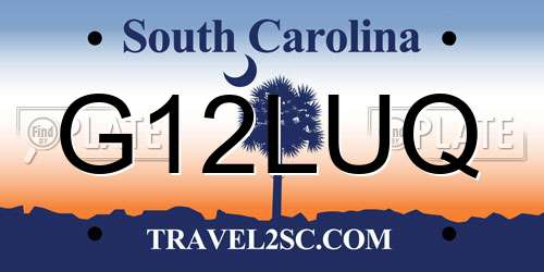 G12LUQ South Carolina License Plate