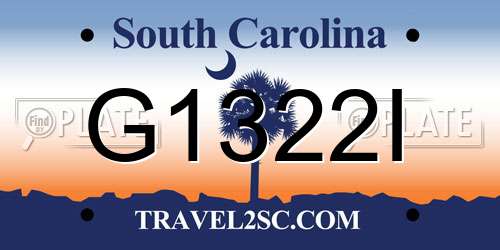 G1322I South Carolina License Plate