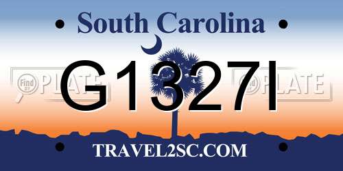 G1327I South Carolina License Plate