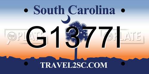 G1377I South Carolina License Plate