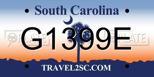 G1399E South Carolina License Plate