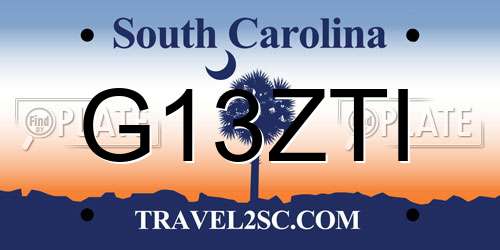 G13ZTI South Carolina License Plate
