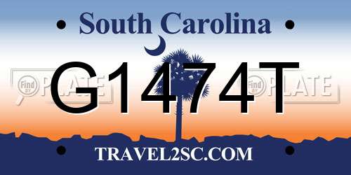 G1474T South Carolina License Plate