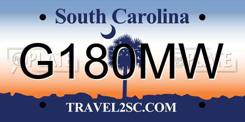 G180MW South Carolina License Plate