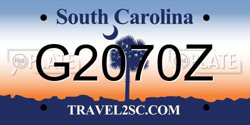 G2070Z South Carolina License Plate