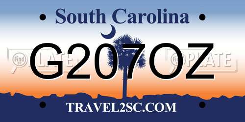 G207OZ South Carolina License Plate