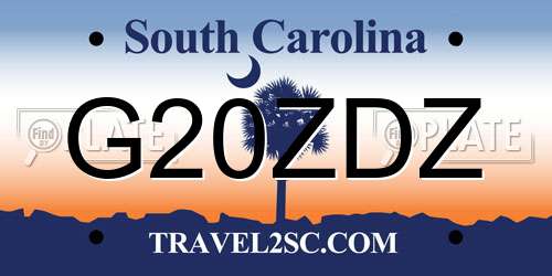 G20ZDZ South Carolina License Plate