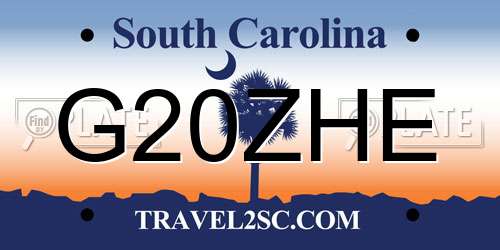 G20ZHE South Carolina License Plate