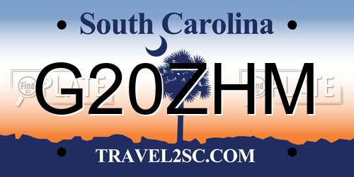 G20ZHM South Carolina License Plate