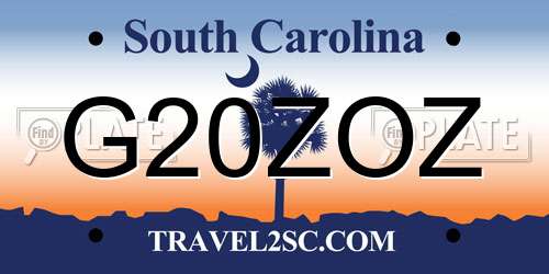 G20ZOZ South Carolina License Plate