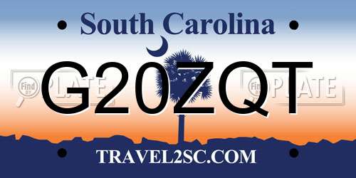 G20ZQT South Carolina License Plate
