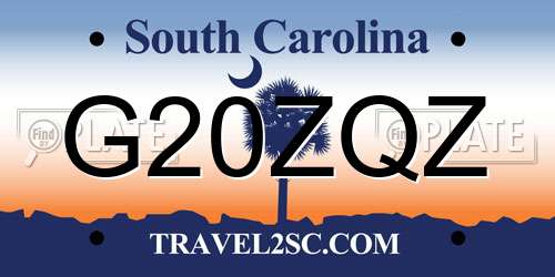 G20ZQZ South Carolina License Plate