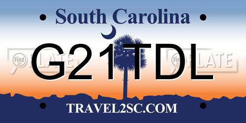 G21TDL South Carolina License Plate