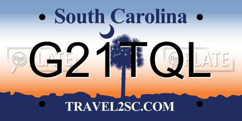 G21TQL South Carolina License Plate