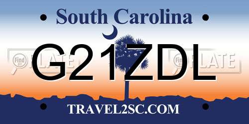 G21ZDL South Carolina License Plate