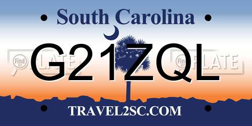G21ZQL South Carolina License Plate