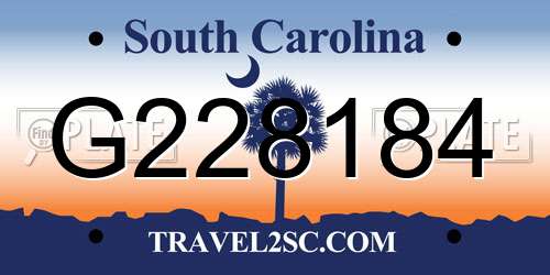 G228184 South Carolina License Plate
