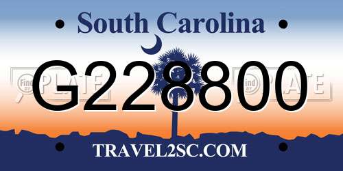 G228800 South Carolina License Plate