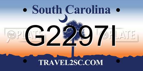 G2297I South Carolina License Plate