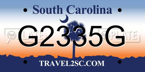 G2335G South Carolina License Plate