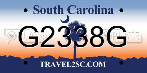 G2338G South Carolina License Plate