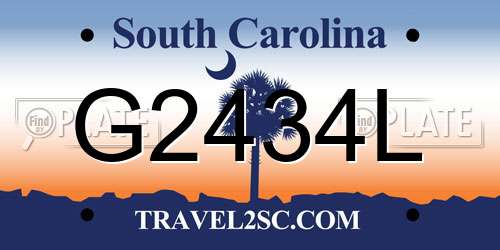 G2434L South Carolina License Plate