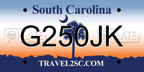G250JK South Carolina License Plate