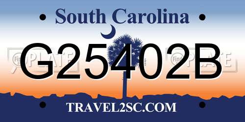 G25402B South Carolina License Plate