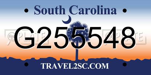 G255548 South Carolina License Plate
