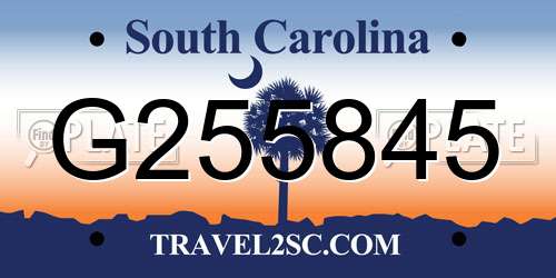 G255845 South Carolina License Plate