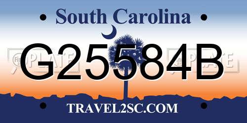 G25584B South Carolina License Plate