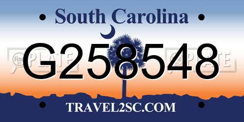G258548 South Carolina License Plate