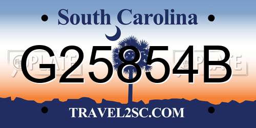 G25854B South Carolina License Plate