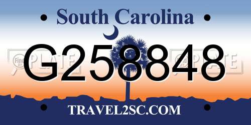 G258848 South Carolina License Plate