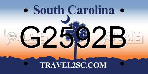 G2592B South Carolina License Plate