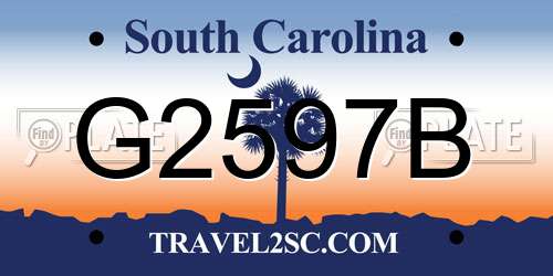 G2597B South Carolina License Plate