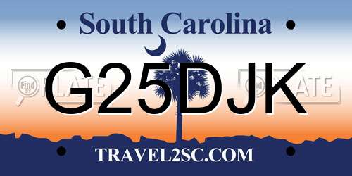 G25DJK South Carolina License Plate